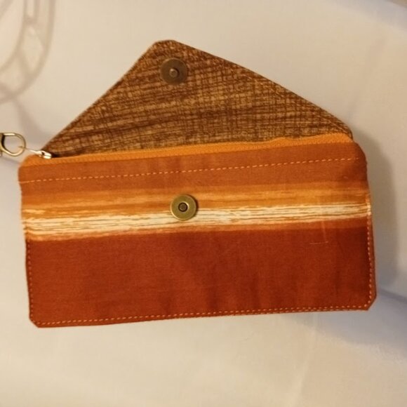 New Western Clutch Wristlet Wallet Brown Copper Coin Purse Zippy Envelope Pouch - Picture 4 of 6
